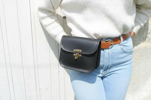 Sac taille cuir noir - taille, en