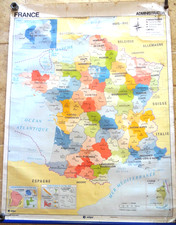 Ancienne Affiche Carte Scolaire France Physique et Administrative Edigol