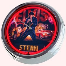 N-0720 Horloge Murale " Flipper Elvis Pinball 2014 " Néon Cuisine Salon Déco