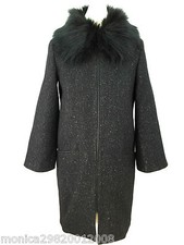Manteau En Laine Noir Zara Avec Col En Fourrure Taille Medium Réf 8307 667