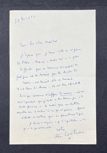 Jean cocteau lettre - jean, –