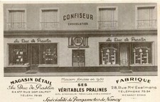 NANCY Carte Pub Confiseur Au Duc de Praslin Spécialite Bergamotes 2 adresses