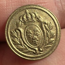 ANCIEN BOUTON MILITAIRE DORÉ OFFICIER OR ARMÉE ROI MONARCHIE LOUIS XVI XVIII ?