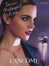 Publicité papier Parfum. Perfume ad. Lancôme Trésor Midnight Rose  Emma Watson