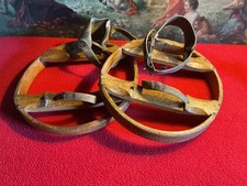ART POPULAIRE MONTAGNE ALPES - ANCIENNE PAIRE DE RAQUETTES À NEIGE BOIS ET CUIR