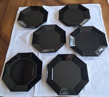 Lot 6 Assiettes Dessert Noir Octogonales ARCOPAL ARCOROC OCTIME