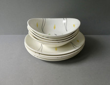 4 assiettes plates et 4 creuses en céramique, Salins France, Bamako, vers 1950