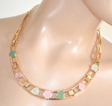 Collier or femme doré pierres