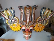 Masque mural en bois peint, traditionnel du Sri Lanka (CEYLAN)
