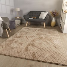 Shaggy Tapis Chambre Haut Poil Scandi Motif Geometrique Motif Diamant