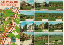 AU PAYS DU BOURGOGNE - vues - carte géographique - blason