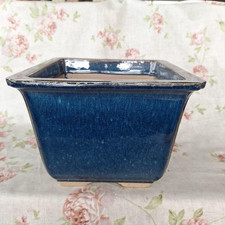 très rare pot à bonsaï traditionnel bleu indigo Ai moyen 25cm " 和鉢愛染 "...