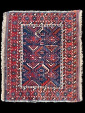 small Afshar Persian rug tapis persan tribal teppich poshti blue 79 x 70 cm