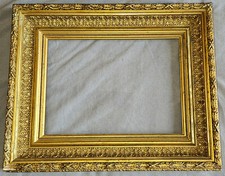 Cadre barbizon P3 bois & stuc doré Frise de lauriers , feuilles acanthe , perles