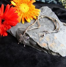 Joli Collier Style Tibétain Papillon en Argent Tibétain