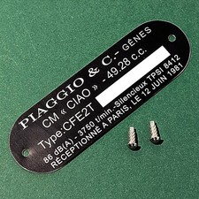 Plaque constructeur Piaggio CIAO CFE2T - plaque vierge avec rivets - 80x25 mm