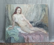 Grand tableau huile sur toile Nu féminin signé