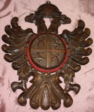 Blason déco bois sculpté "