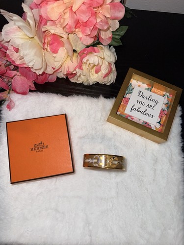 Hermes gold tone enamel - hermes,
