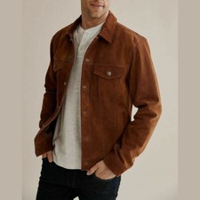 Neuf Daim Marron Veste Homme