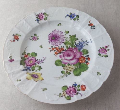 Assiette décor fleurs - ,, bords