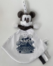6024?EXCELLENT ÉTAT Doudou Plat Mouchoir Mickey Blanc Pois Disney Nicotoy