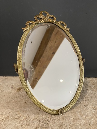Miroir biseauté oval ancien - miroir,