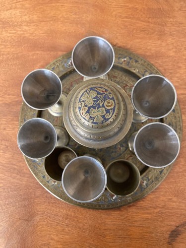 Piece etched brass martini - piece,