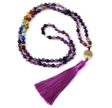 Collier en pierre d'agates violettes naturelles pour femmes et filles