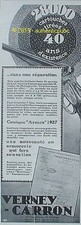 PUBLICITE VERNEY CARRON FUSIL 28000 CARTOUCHES TIREES 40 ANS DE VIE DE 1927 AD