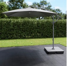 Parasol déporté sur pied Malta gris Aluminium 300 cm état neuf
