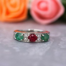 Bague rubis émeraude