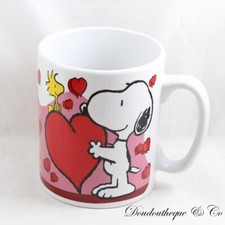 Gros mug XXL Snoopy & Woodstock PEANUTS coeur tasse rose rouge 13 cm (MO)