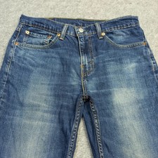 Levis 511 Jeans Hommes 31x33 (Étiquette: 32x34) Bleu Foncé Fin Droit Stretch Zip