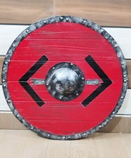Bouclier rond médiéval en bois Viking 24" en métal lourd prêt au combat