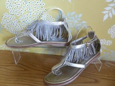 BLUMARINE Sandales luxe Spartiates entre doigts franges CUIR doré or T 39