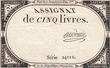 5 Livres - 10 Brumaire An II (31.10.1793) - Sign. Audouin - Série 24112