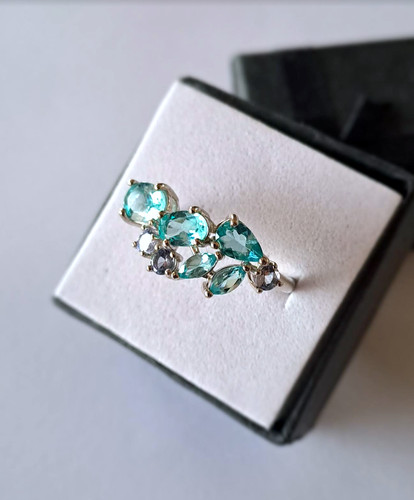 Bague apatite tanzanite argent