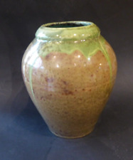 JOLI VASE FAIENCE VERNISSEE VERTE ET MARRON LUSTRE Lucien Arnaud Théo PERROT?