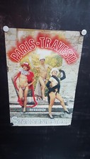 AFFICHE  SPECTACLE PARIS TRAVESTI   58X39CM      VERS 1980