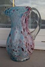 Pichet carafe en verre moucheté clichy legras vintage