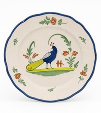 Assiette Faience Paon Waly 19eme