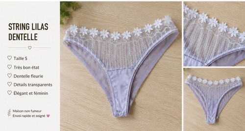 String femme dentelle lilas