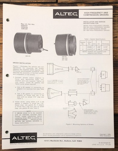 Altec compression drivers - altec,