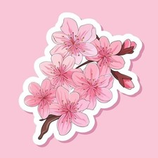 Sticker Sakura 9x9 cm fleurs de cerisier autocollant voiture ordinateur...