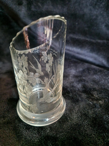 Vase ancien cristal gravé - cristal,