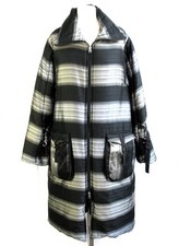 LAUREN VIDAL - MANTEAU DOUDOUNE NOIR BEIGE ARGENT TAILLE M = 42 - NEUF & ETIQU.