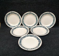 6 Assiettes Faience Longchamp Modèle "ANGERS" Terre De Fer Décor Bleu Ardoise 