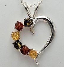 Ambre Pendentif Cœur 925