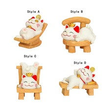 Lucky Cat Statue Animal Sculpture Collectible Resin Desktop Ornement Kitten